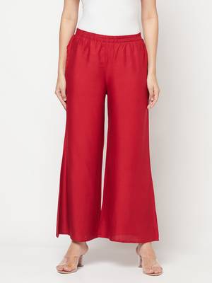 Rayon flared slip-on palazzo,maroon,(s,m,l,xl,2xl,3xl) 1