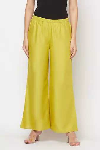 Rayon flared slip-on palazzo,parrot green,(s,m,l,xl,2xl,3xl)