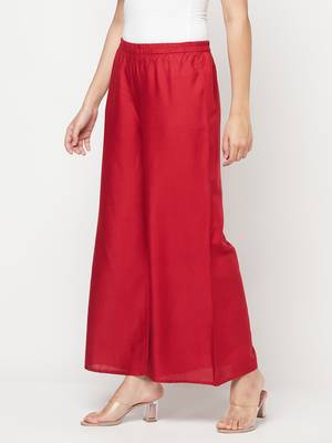 Rayon flared slip-on palazzo,maroon,(s,m,l,xl,2xl,3xl) 2