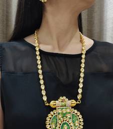 green long kundan necklace set