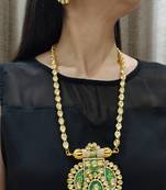 green long kundan necklace set