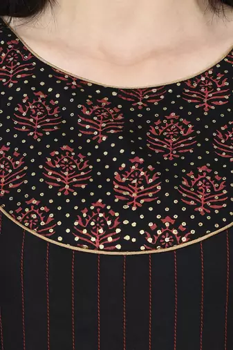 Rayon block print anarkali palazzo set,black,(s,m,l,xl,2xl,3xl)