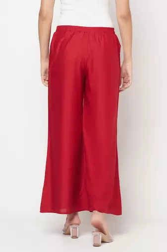 Rayon flared slip-on palazzo,maroon,(s,m,l,xl,2xl,3xl)