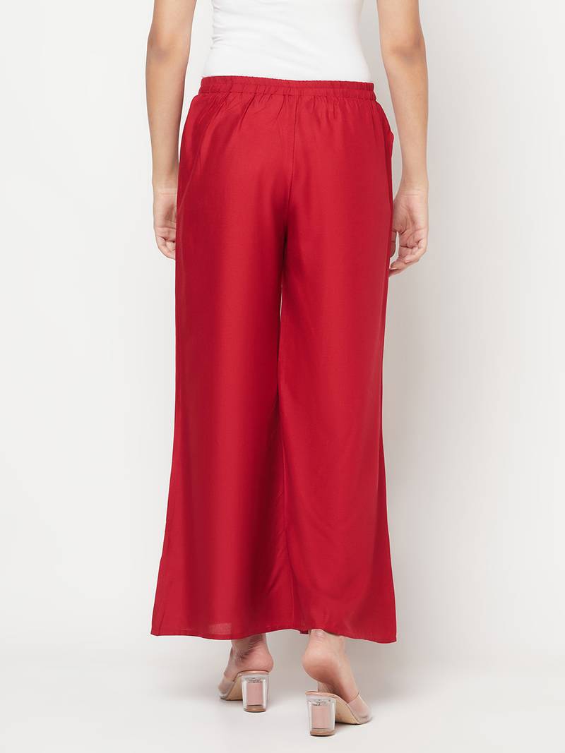 Rayon flared slip-on palazzo,maroon,(s,m,l,xl,2xl,3xl)