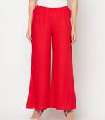 Rayon flared slip-on palazzo,red,(s,m,l,xl,2xl,3xl)