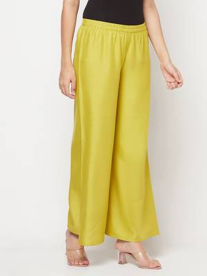 Rayon flared slip-on palazzo,parrot green,(s,m,l,xl,2xl,3xl) 3