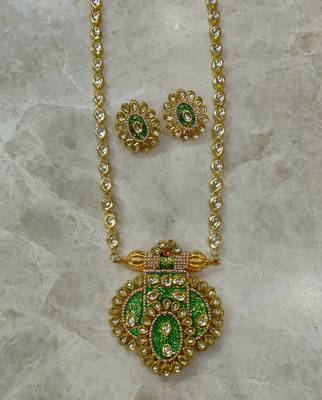green long kundan necklace set 2