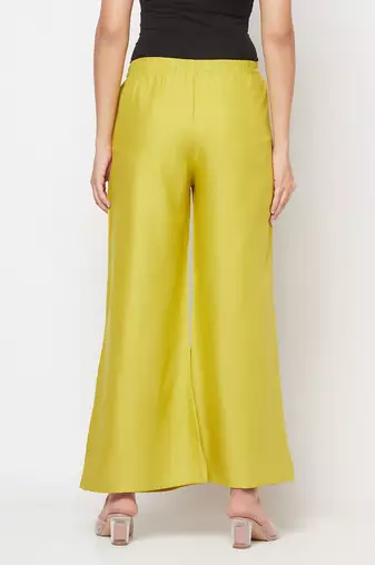 Rayon flared slip-on palazzo,parrot green,(s,m,l,xl,2xl,3xl)