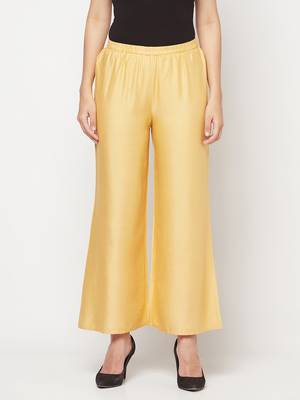 Rayon flared slip-on palazzo,golden/beige,(s,m,l,xl,2xl,3xl) 1