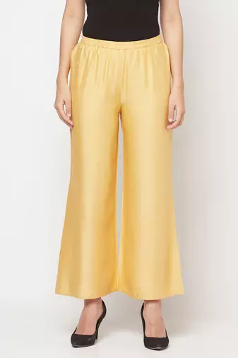 Rayon flared slip-on palazzo,golden/beige,(s,m,l,xl,2xl,3xl)