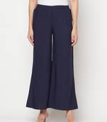 Rayon flared slip-on palazzo,navy blue,(s,m,l,xl,2xl,3xl)