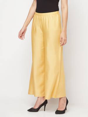 Rayon flared slip-on palazzo,golden/beige,(s,m,l,xl,2xl,3xl) 2