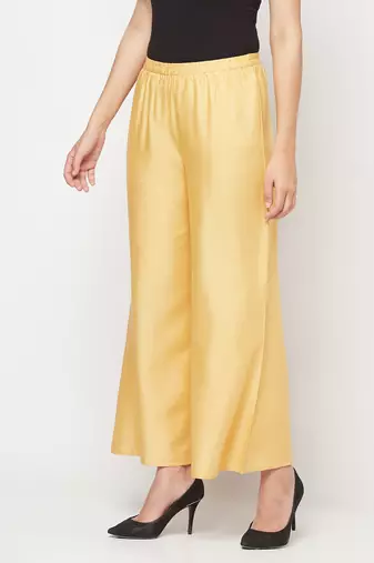 Rayon flared slip-on palazzo,golden/beige,(s,m,l,xl,2xl,3xl)