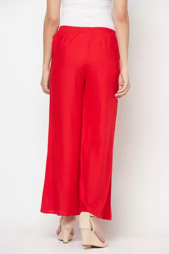 Rayon flared slip-on palazzo,red,(s,m,l,xl,2xl,3xl)