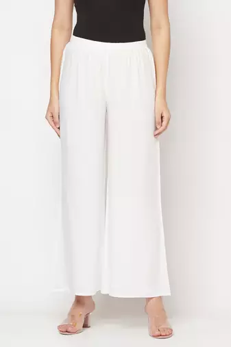 Rayon flared slip-on palazzo,white,(s,m,l,xl,2xl,3xl)