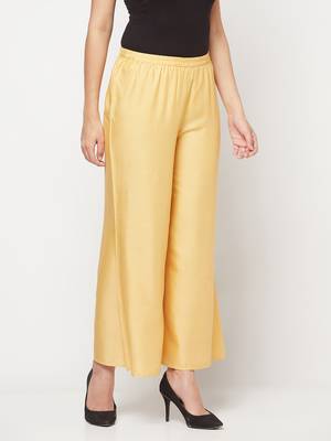 Rayon flared slip-on palazzo,golden/beige,(s,m,l,xl,2xl,3xl) 3