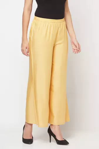 Rayon flared slip-on palazzo,golden/beige,(s,m,l,xl,2xl,3xl)