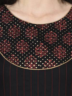 Rayon block print anarkali kurta,black,(s,m,l,xl,2xl,3xl) 5