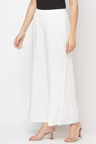 Rayon flared slip-on palazzo,white,(s,m,l,xl,2xl,3xl)