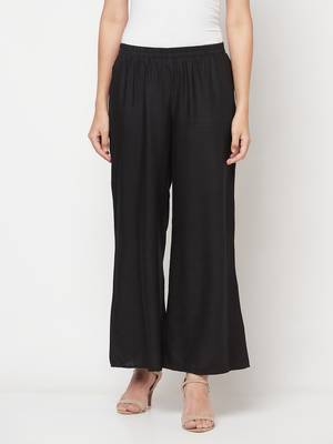 Rayon flared slip-on palazzo,black,(s,m,l,xl,2xl,3xl) 1