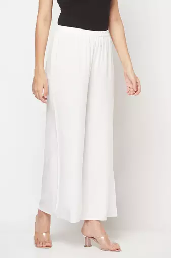 Rayon flared slip-on palazzo,white,(s,m,l,xl,2xl,3xl)