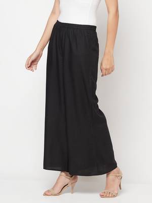 Rayon flared slip-on palazzo,black,(s,m,l,xl,2xl,3xl) 2