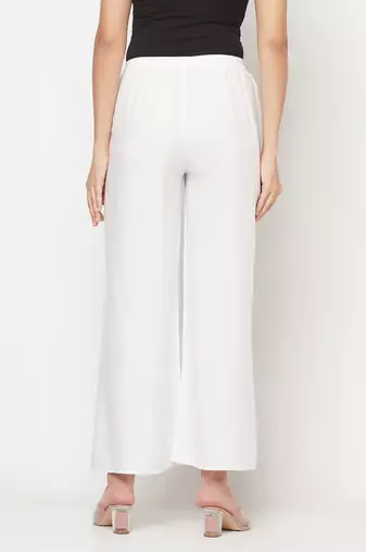 Rayon flared slip-on palazzo,white,(s,m,l,xl,2xl,3xl)