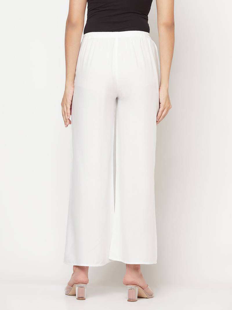 Rayon flared slip-on palazzo,white,(s,m,l,xl,2xl,3xl)
