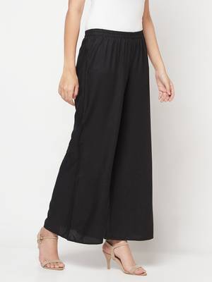 Rayon flared slip-on palazzo,black,(s,m,l,xl,2xl,3xl) 3