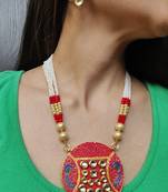 red kundan necklace set