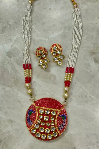 red kundan necklace set