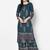 Rayon block print flared slip-on palazzo,teal blue,(s,m,l,xl,2xl,3xl)