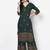 Rayon block print flared slip-on palazzo,bottle green,(s,m,l,xl,2xl,3xl)
