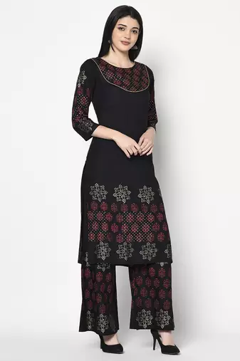 rayon block print straight kurta,black,(s,m,l,xl,2xl,3xl)