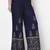 Rayon block print flared slip-on palazzo,navy blue,(s,m,l,xl,2xl,3xl)