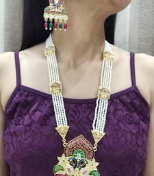 pearl long kundan necklace set