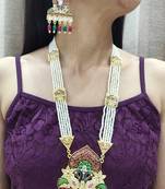 pearl long kundan necklace set