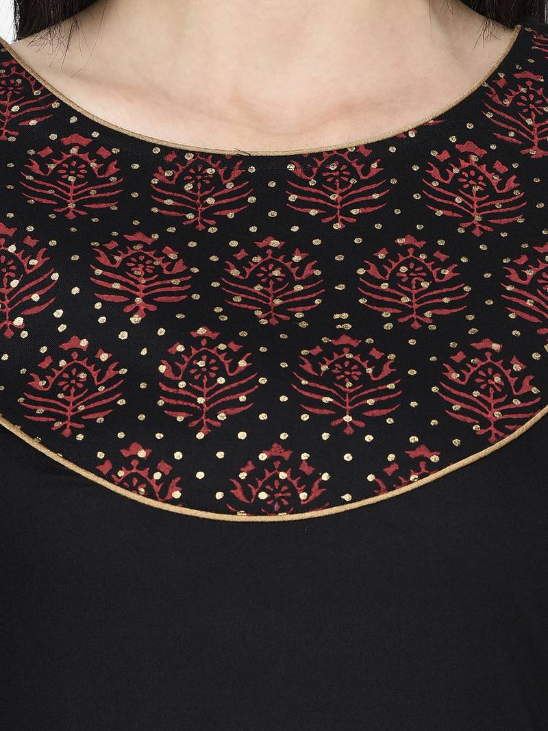 rayon block print straight kurta,black,(s,m,l,xl,2xl,3xl)