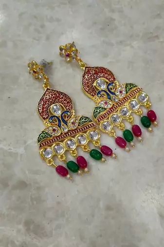 pearl long kundan necklace set