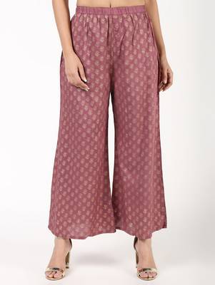 rayon block print flared palazzo,dusty pink,(s,m,l,xl,2xl,3xl) 1