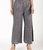 Rayon gold print flared palazzo,grey,(s,m,l,xl,2xl,3xl)
