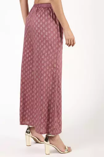 rayon block print flared palazzo,dusty pink,(s,m,l,xl,2xl,3xl)