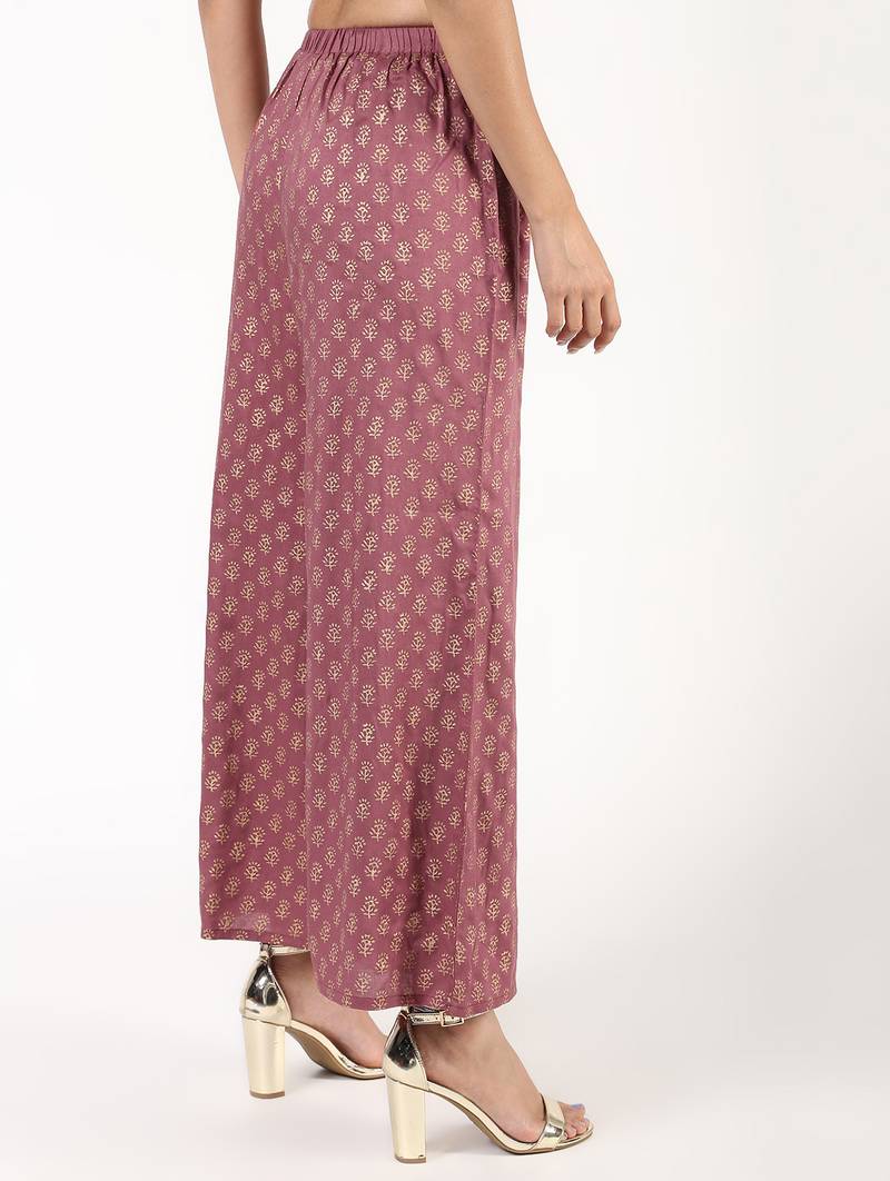 rayon block print flared palazzo,dusty pink,(s,m,l,xl,2xl,3xl)