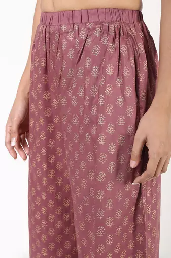 rayon block print flared palazzo,dusty pink,(s,m,l,xl,2xl,3xl)