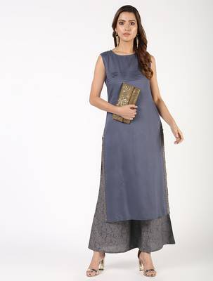 Rayon gold print flared palazzo,grey,(s,m,l,xl,2xl,3xl) 5