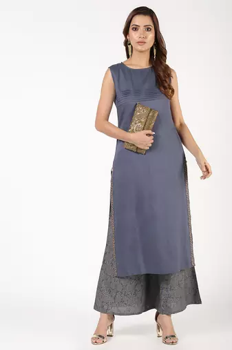 Rayon gold print flared palazzo,grey,(s,m,l,xl,2xl,3xl)
