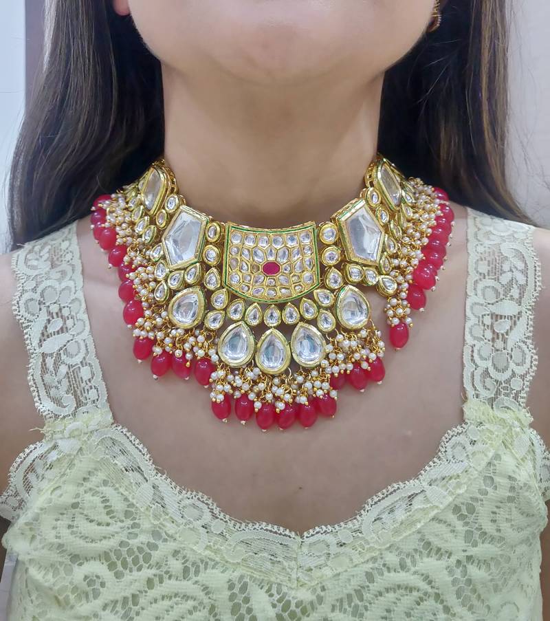 bridal kundan necklace set for women