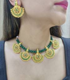 green kundan necklace set