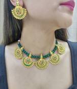 green kundan necklace set