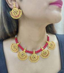 red kundan necklace set